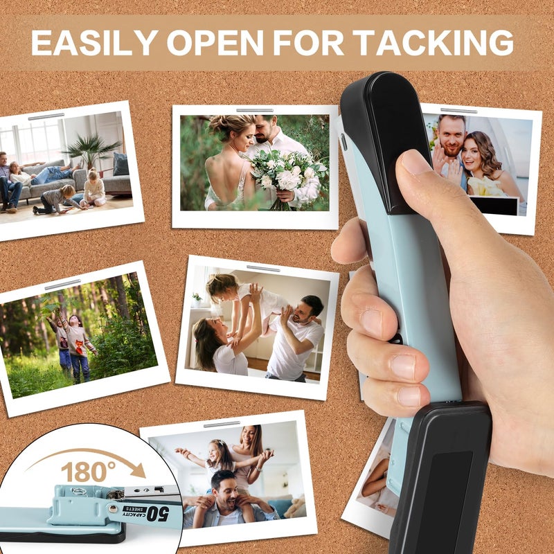 Deli Stapler Heavy Duty, Full Strip Staplers for Desk with 2000 Staples and Staple Remover, 50 Sheet Capacity, No Jam, Non-Slip Office Stapler with Staples for Office, Classroom, Blue - Image 5